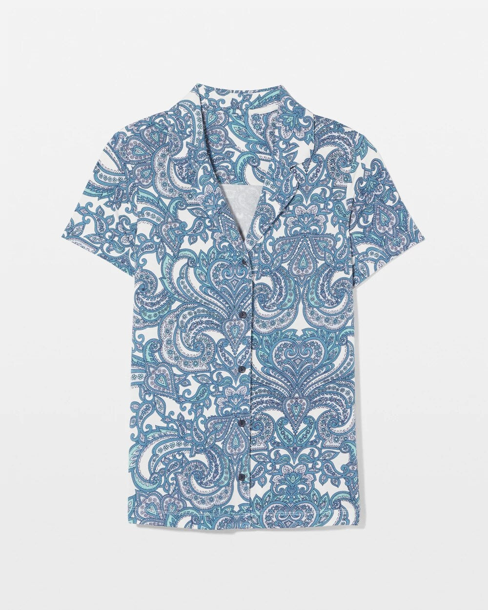SHOW OFF PAISLEY COCONUT - Short Sleeve Notch Collar Pajama Top