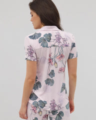 FLORAL HAVEN SUGAR COATED - Short Sleeve Notch Collar Pajama Top