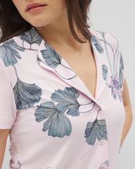 FLORAL HAVEN SUGAR COATED - Short Sleeve Notch Collar Pajama Top