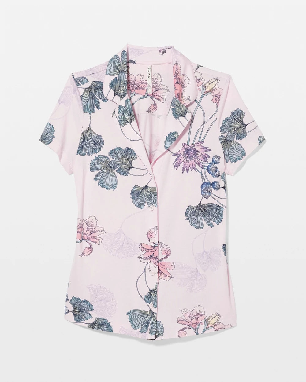 FLORAL HAVEN SUGAR COATED - Short Sleeve Notch Collar Pajama Top