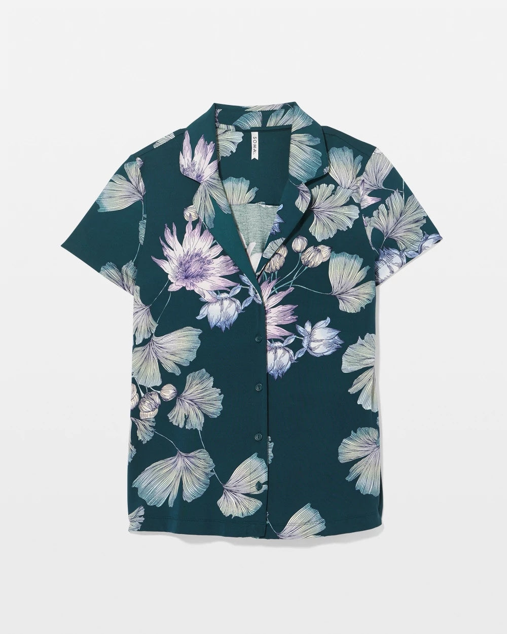 HAVEN BOTANICAL DARK SEA - Short Sleeve Notch Collar Pajama Top