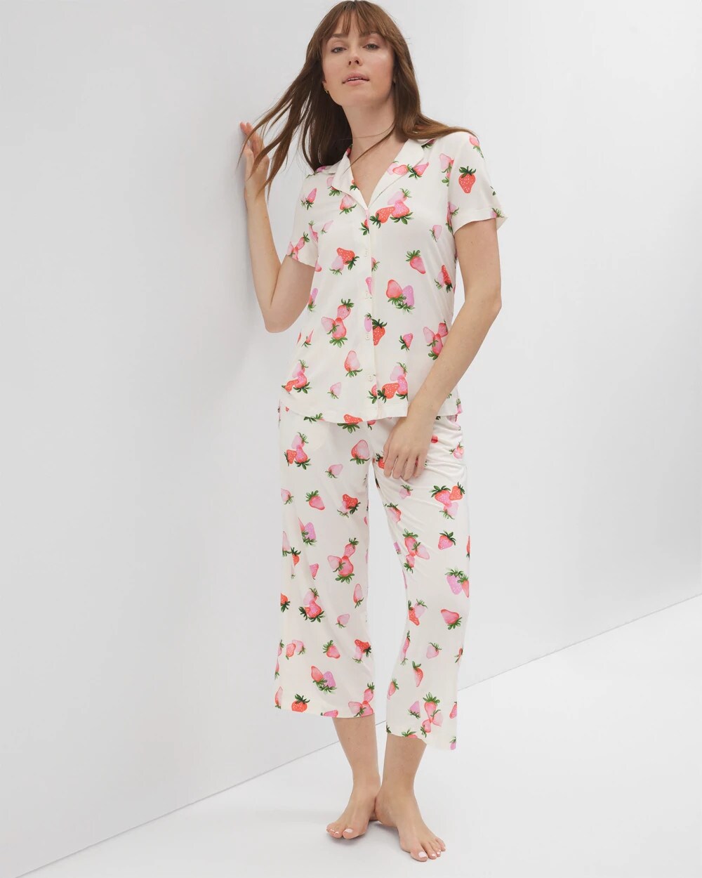 BERRY BEST CHAMPAGNE - Short Sleeve Notch Collar Pajama Top