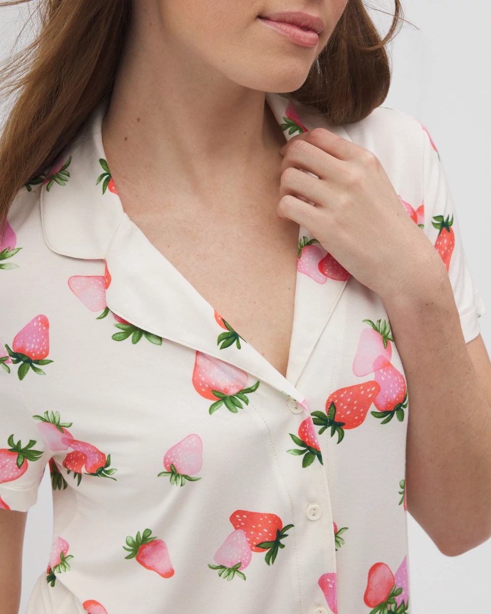 BERRY BEST CHAMPAGNE - Short Sleeve Notch Collar Pajama Top