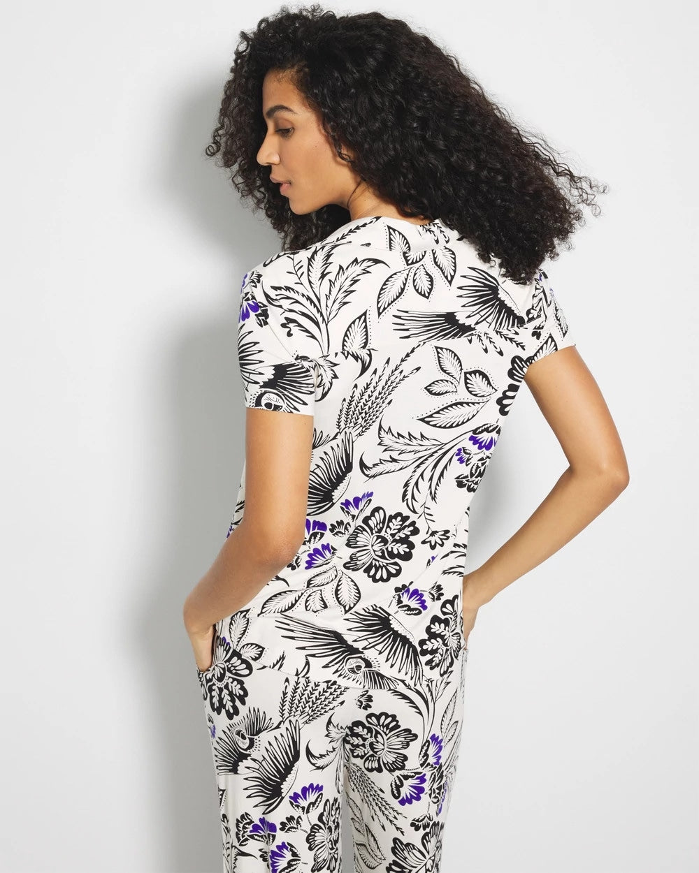 FLY BY NIGHT CHMPGNE DRMS - Short Sleeve Notch Collar Pajama Top