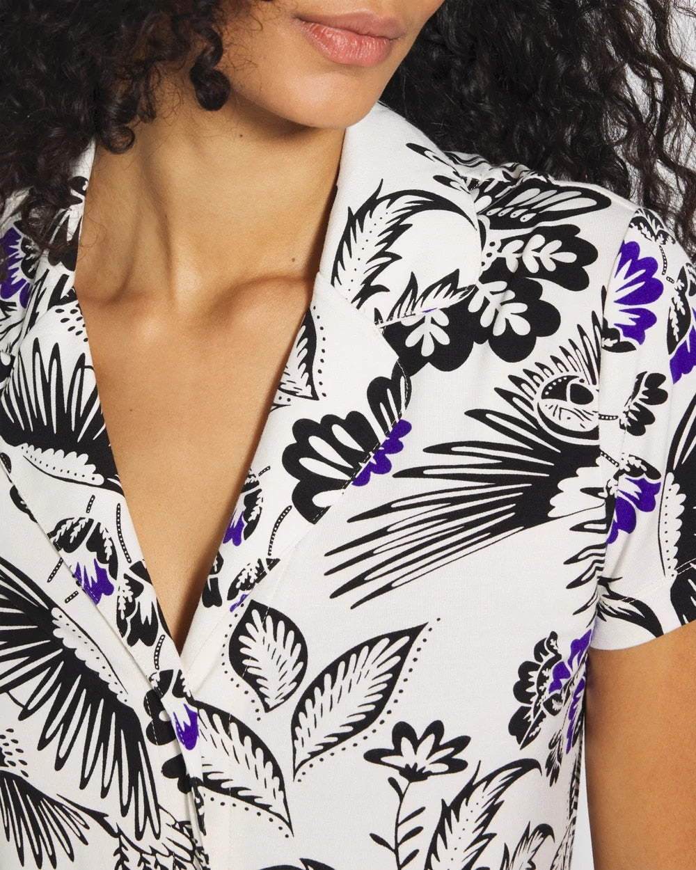 FLY BY NIGHT CHMPGNE DRMS - Short Sleeve Notch Collar Pajama Top
