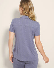 ON THE DOT EARL GRAY - Short Sleeve Notch Collar Pajama Top