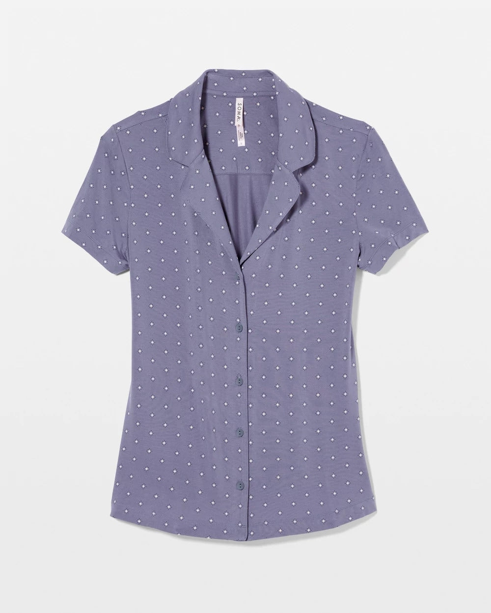 ON THE DOT EARL GRAY - Short Sleeve Notch Collar Pajama Top