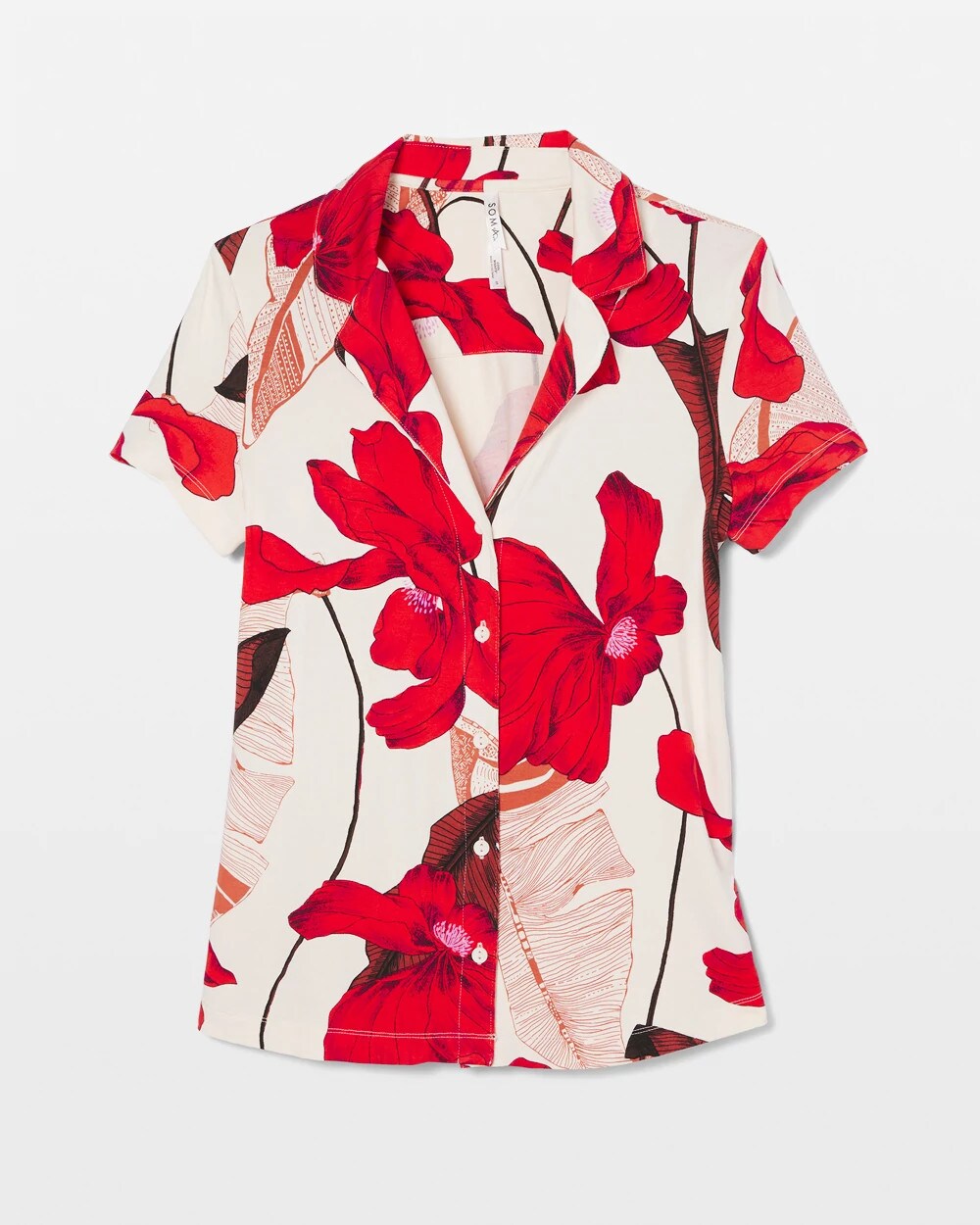 TROPIC LIKE ITS HOT WS - Short Sleeve Notch Collar Pajama Top