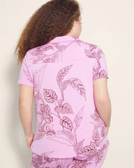 BALI BATIK META MAUVE - Short Sleeve Notch Collar Pajama Top