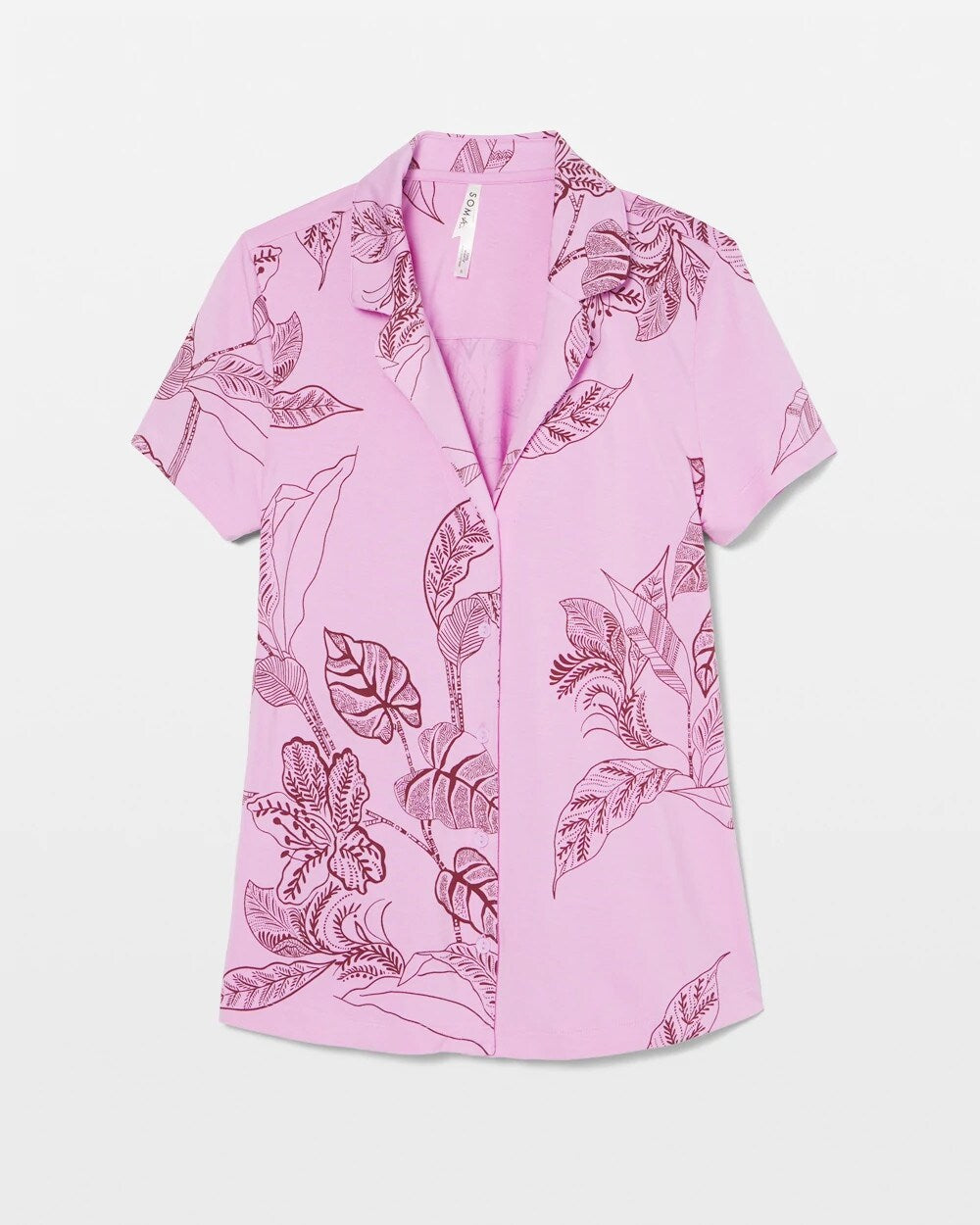 BALI BATIK META MAUVE - Short Sleeve Notch Collar Pajama Top
