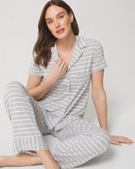 FUNDAMENTAL M HTHR OPAL G - Short Sleeve Notch Collar Pajama Top