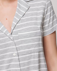 FUNDAMENTAL M HTHR OPAL G - Short Sleeve Notch Collar Pajama Top