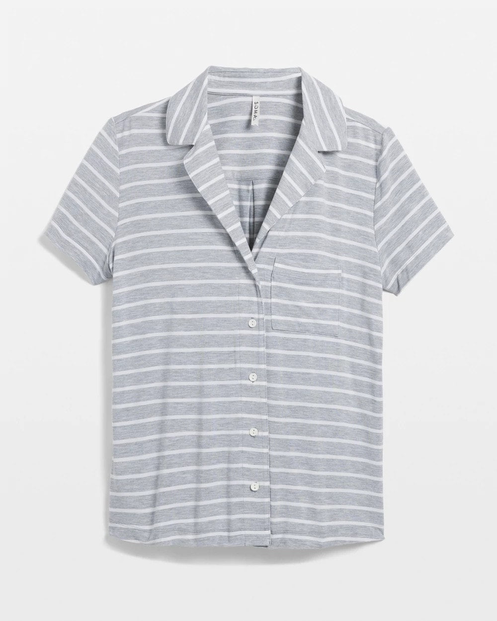 FUNDAMENTAL M HTHR OPAL G - Short Sleeve Notch Collar Pajama Top