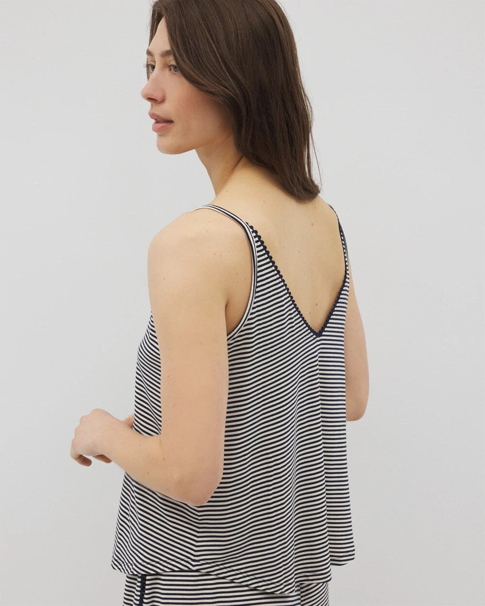 NIGHTCAP STRIPE NAVY - Pom Trim Pajama Cami