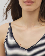 NIGHTCAP STRIPE NAVY - Pom Trim Pajama Cami