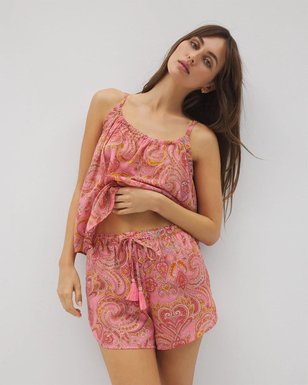 SHOW OFF PAISLEY P GUAVA - Cotton Voile Pajama Short