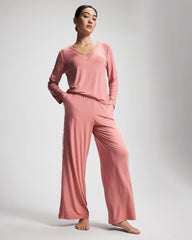 ANTIQUE PINK - Lace Relaxed Wide Leg Pajama Pant