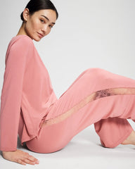 ANTIQUE PINK - Lace Relaxed Wide Leg Pajama Pant
