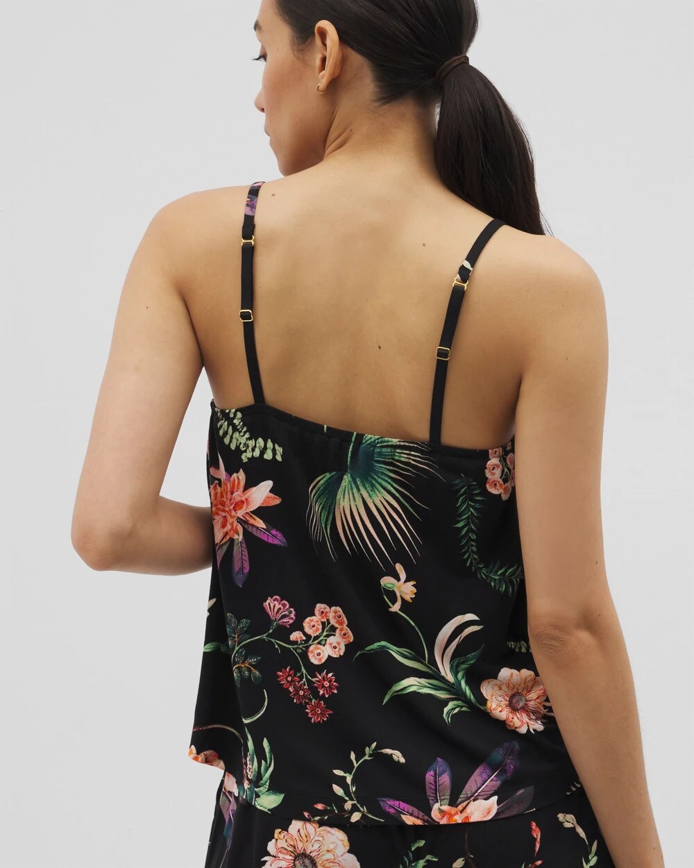 PARADISE PLUMES BLACK - Pajama Cami