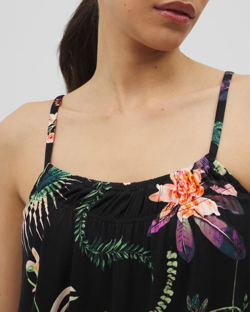 PARADISE PLUMES BLACK - Pajama Cami
