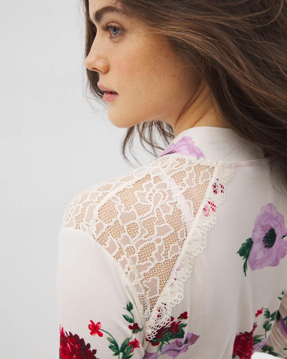 RHAPSODY FLORAL SUGAR - Short Robe With Lace