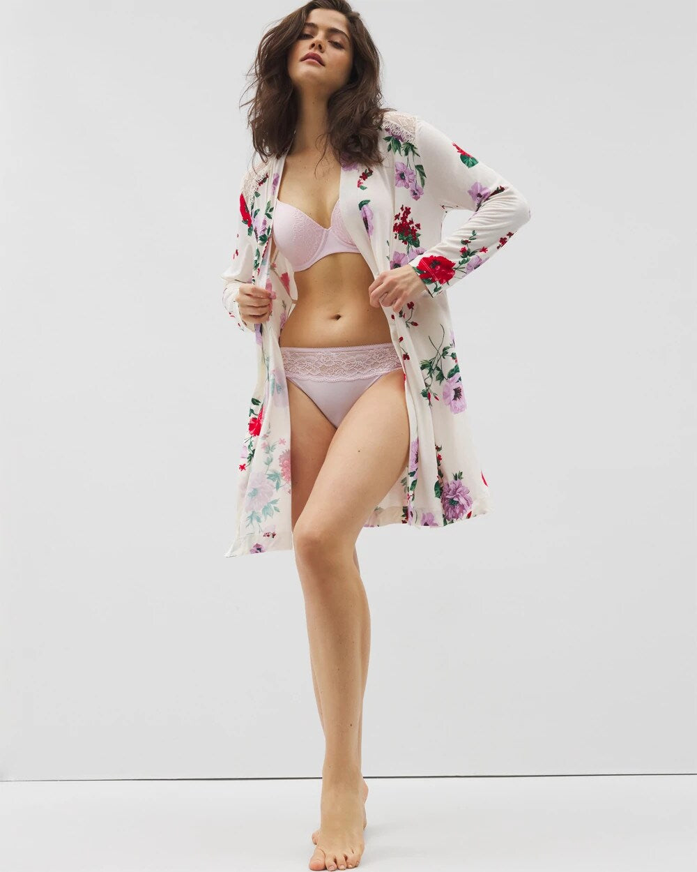 RHAPSODY FLORAL SUGAR - Short Robe With Lace