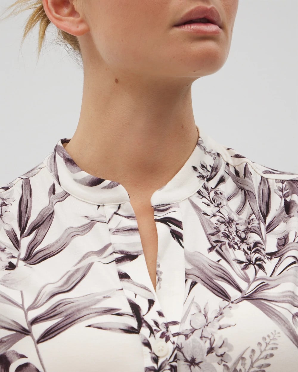 PALM PERFECT CHAMPAGNE - Short-Sleeve Button-Front Pajama Top