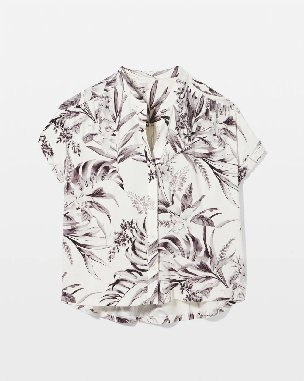 PALM PERFECT CHAMPAGNE - Short-Sleeve Button-Front Pajama Top