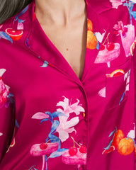 ORANGE YOU GLAD PINK COSM - Long-Sleeve Notch Collar Pajama Top