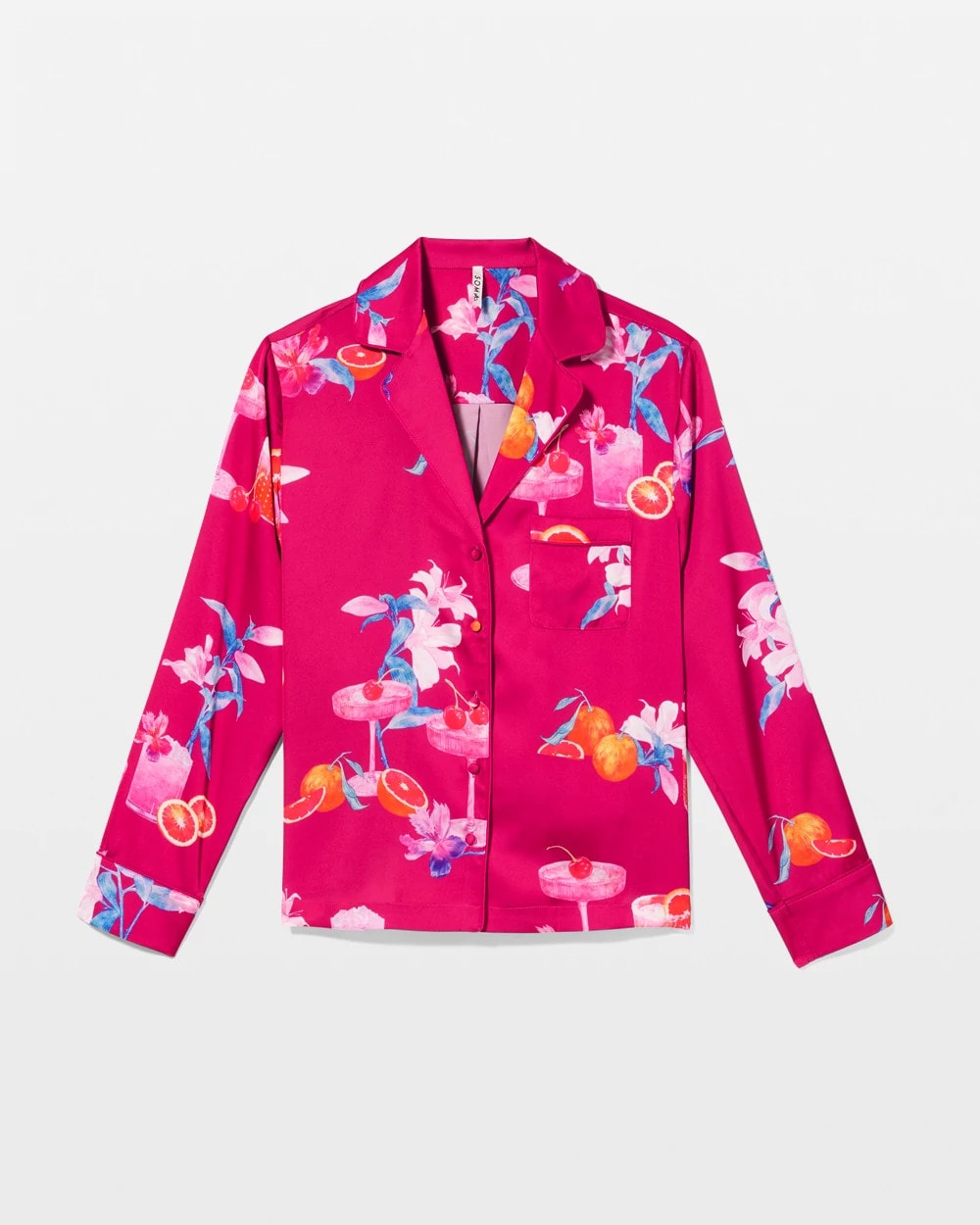 ORANGE YOU GLAD PINK COSM - Long-Sleeve Notch Collar Pajama Top