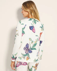 WINGED WONDERS DRAMA CHMP - Piped Long-Sleeve Notch Pajama Top
