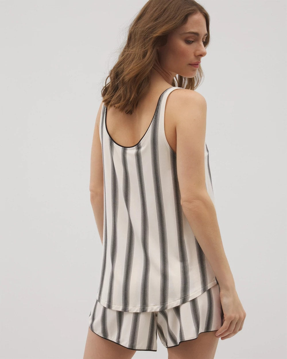 HAMPTON STRIPE BLACK - Pajama Tank With Piping