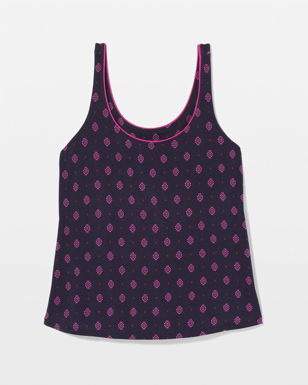 GEO FLEUR NAVY - Pajama Tank With Piping
