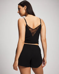 BLACK - Lace Relaxed Pajama Short