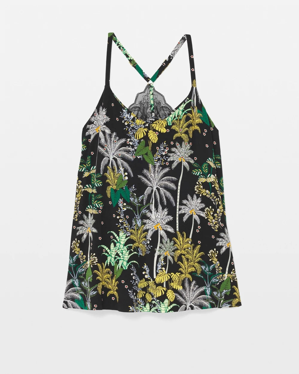OASIS PALMS BLACK/WS - Lace Pajama Cami