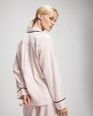 STOCKING STRIPE VERT PINK - Long-Sleeve Notch Collar Pajama Top