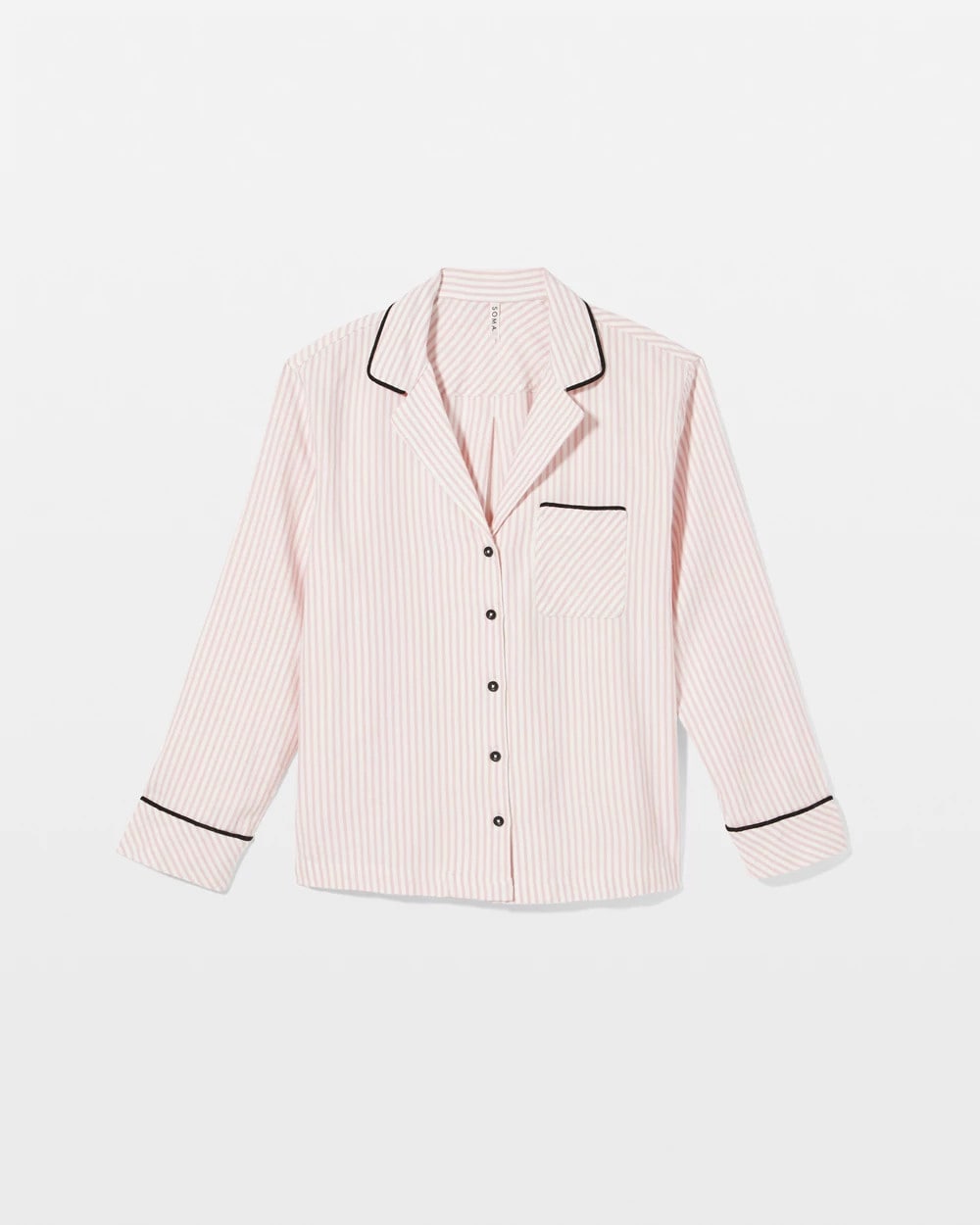 STOCKING STRIPE VERT PINK - Long-Sleeve Notch Collar Pajama Top