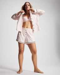 STOCKING STRIPE VERT PINK - Velvet Piped Boxer Pajama Short