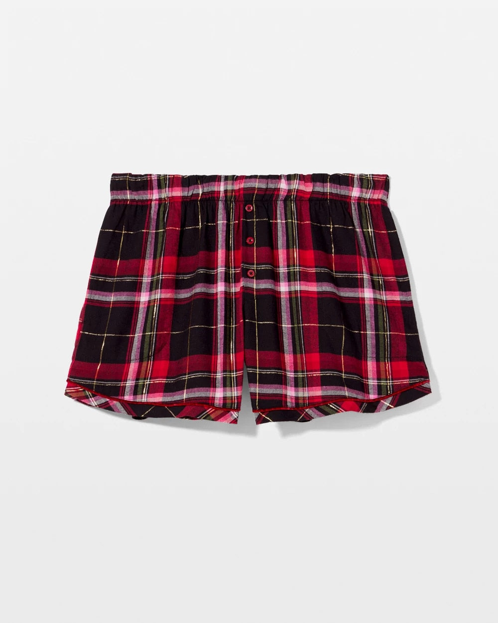 MAD FOR PLAID BLACK - Velvet Piped Boxer Pajama Short