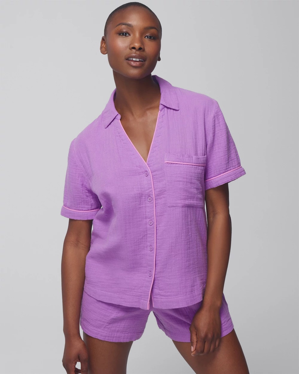 AMETHYST ORCHID - Short-Sleeve Pajama Top