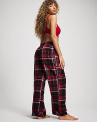 MAD FOR PLAID BLACK - Velvet Piped Relaxed Pajama Pant