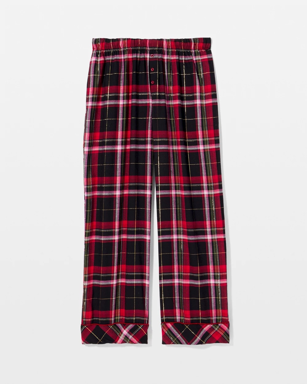 MAD FOR PLAID BLACK - Velvet Piped Relaxed Pajama Pant