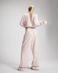 STOCKING STRIPE VERT PINK - Velvet Piped Relaxed Pajama Pant