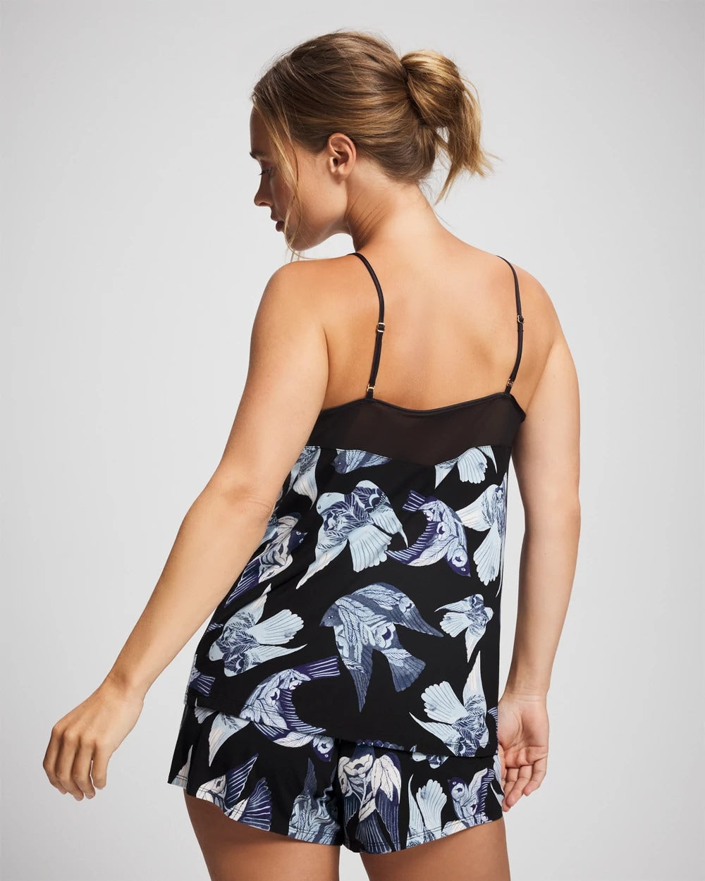 WHIMSICAL WINGS BLK MID - Mesh Trim Pajama Cami