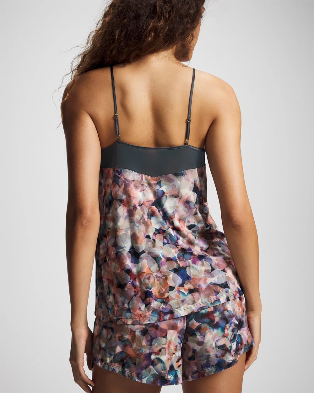 PETAL MOSAIC PETROL - Mesh Trim Pajama Cami
