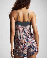 PETAL MOSAIC PETROL - Mesh Trim Pajama Cami