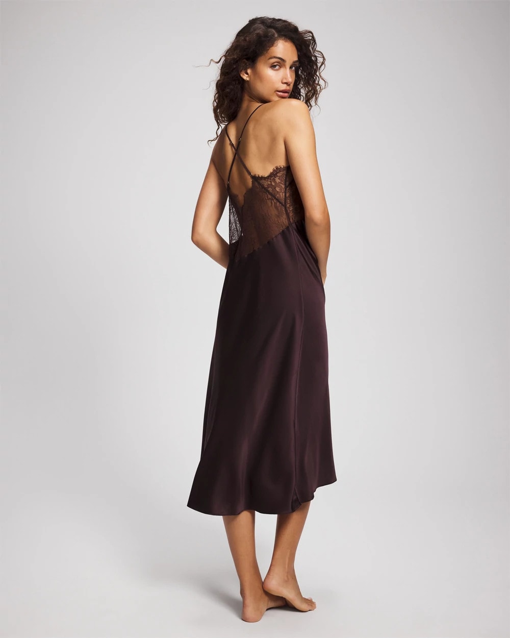 CHOCOLATE PLUM - Soma’s Sexiest Silk + Lace Gown