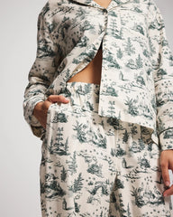 ENCHANTED TOILE GREEN - Piped Pajama Pant