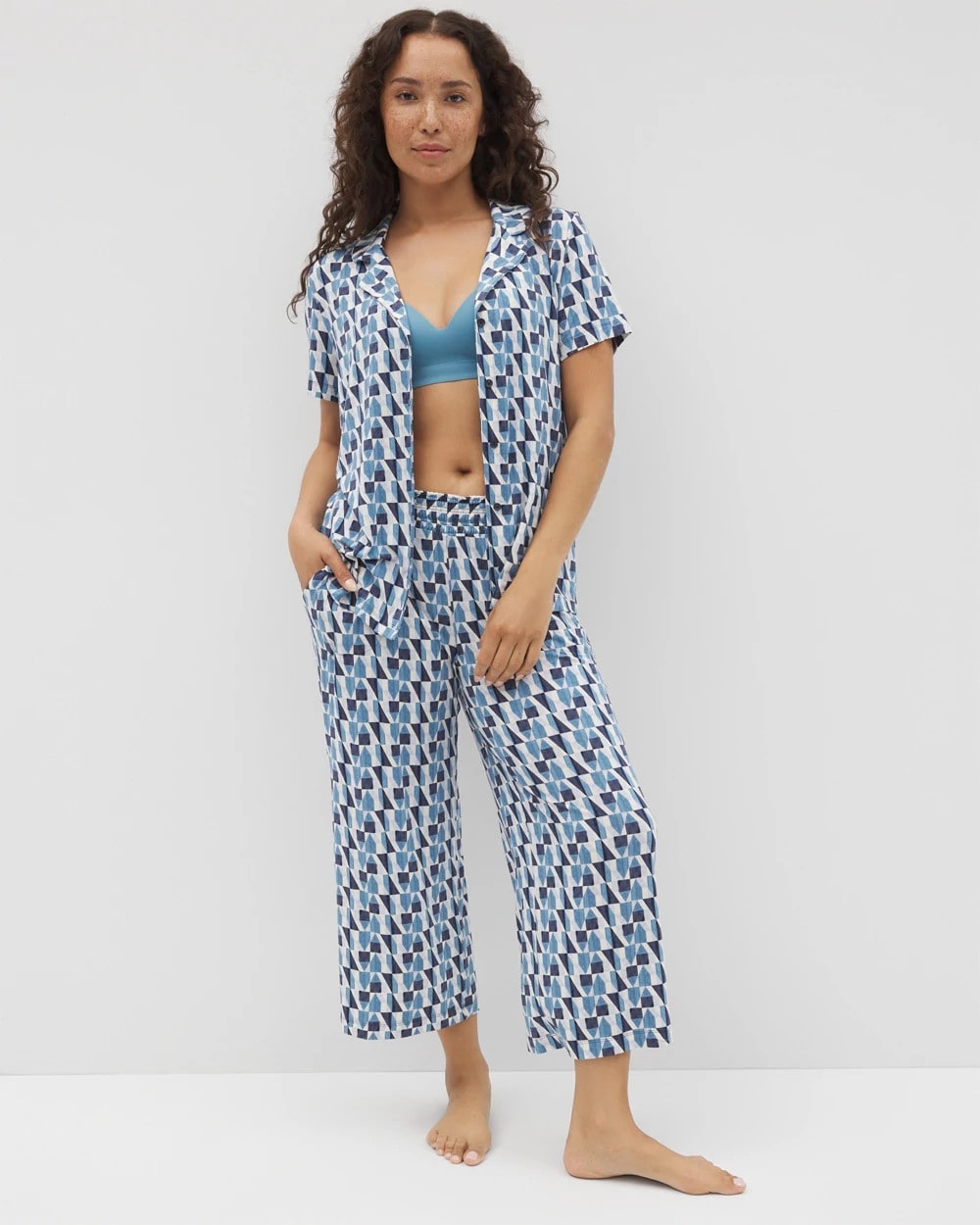 PRISM GEO MID NAVY - Cropped Pajama Pants