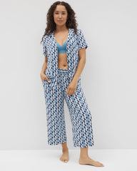 PRISM GEO MID NAVY - Cropped Pajama Pants